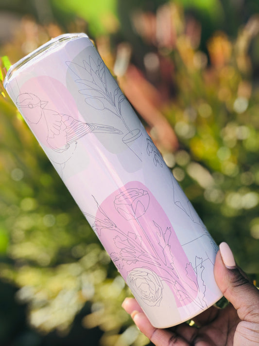 20oz Skinny Tumbler - Nature Line Art