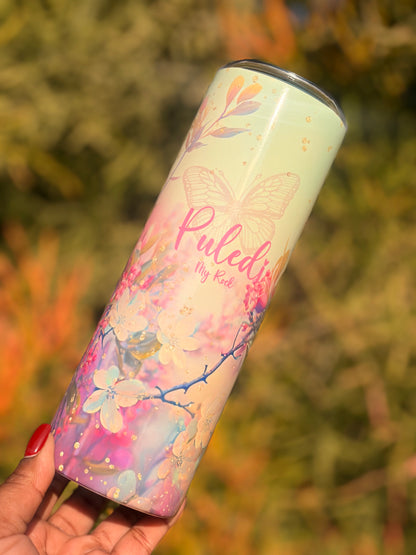 20oz Skinny Tumbler - Pink Florals