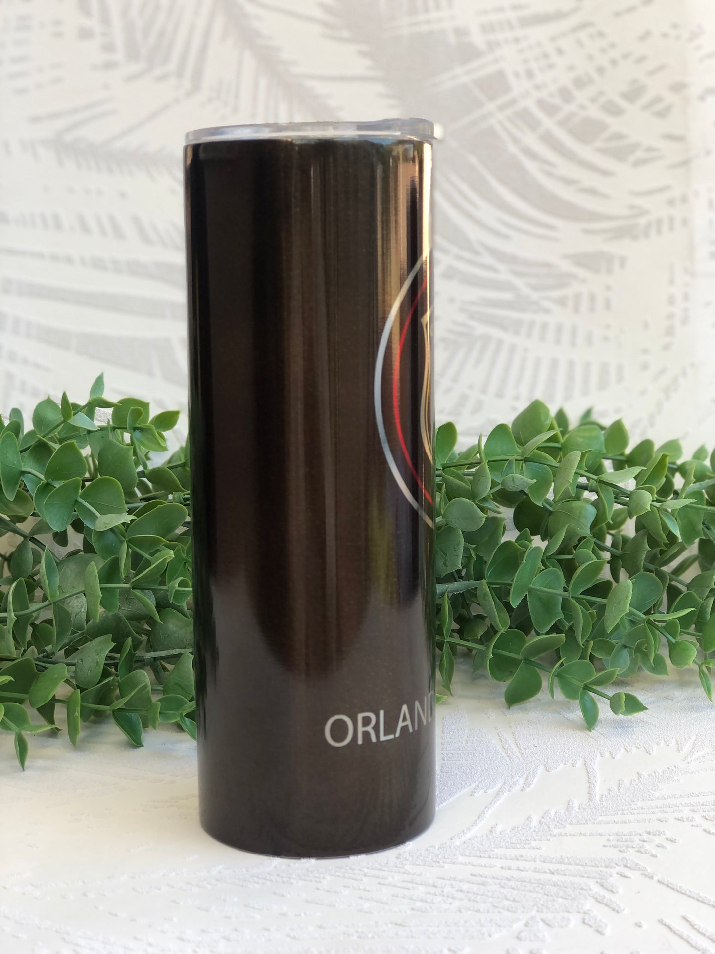 20oz Silver Skinny Tumbler - Orlando Pirates Black