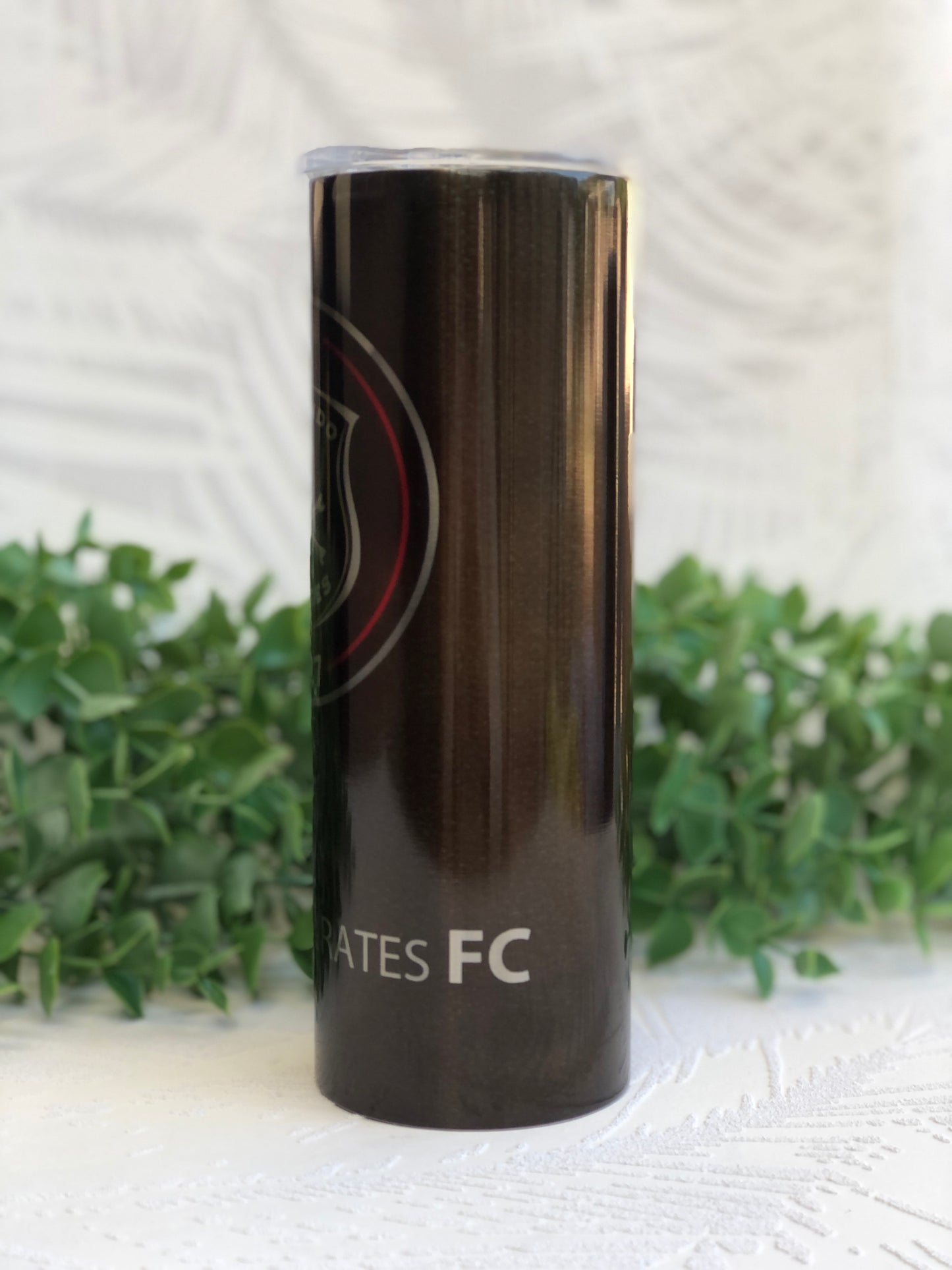 20oz Silver Skinny Tumbler - Orlando Pirates Black