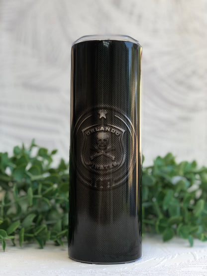 20oz Silver Skinny Tumbler - Orlando Pirates Gunmetal