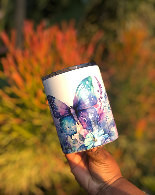 Stainless Steel Mug - Purple Butterflies & Flowers
