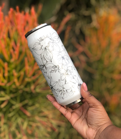 400 ml Can Shape Bottle - B&W Florals