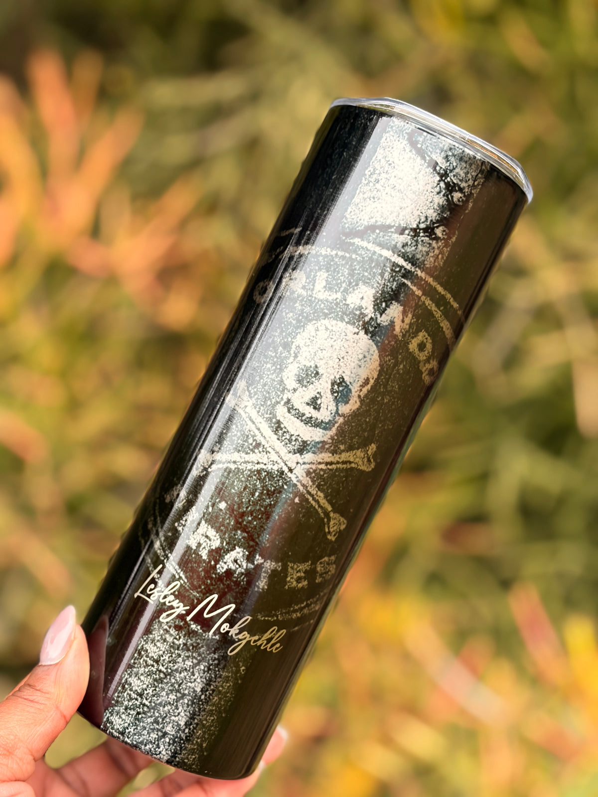 20oz Silver Skinny Tumbler - Orlando Pirates (Rugged)