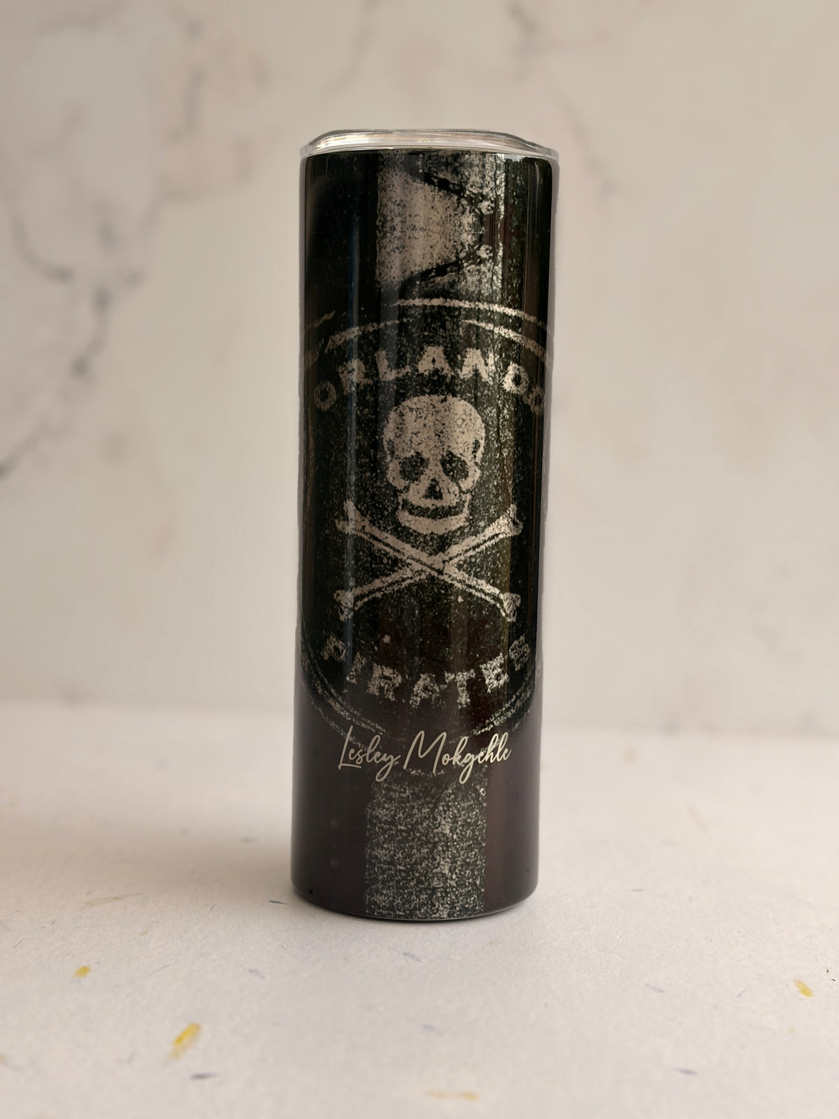 20oz Silver Skinny Tumbler - Orlando Pirates (Rugged)