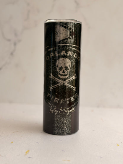 20oz Silver Skinny Tumbler - Orlando Pirates (Rugged)
