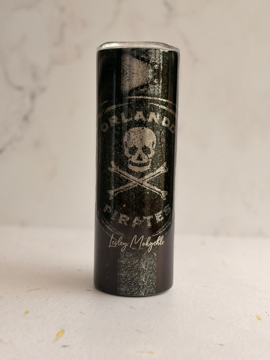 20oz Silver Skinny Tumbler - Orlando Pirates (Rugged)