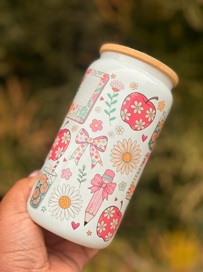 Shimmer Glass Can - Teacher Coquette