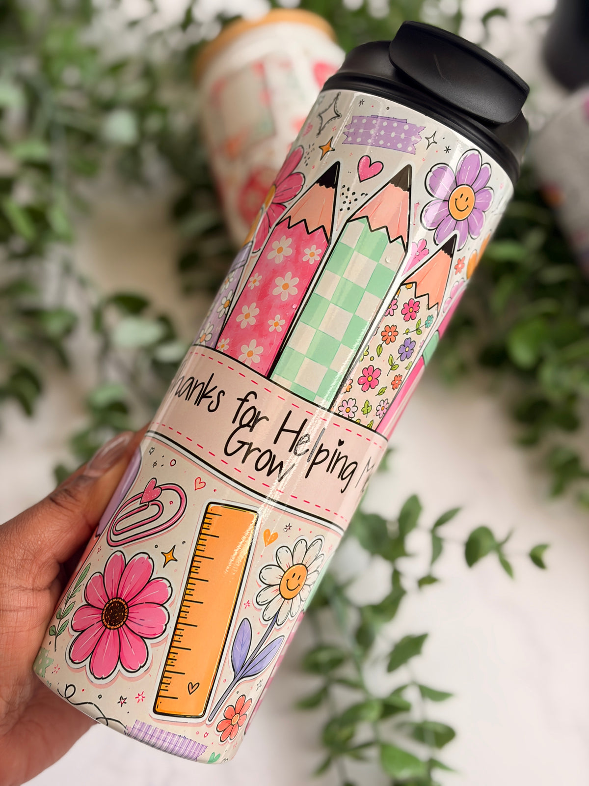 20oz Dual Lid Tumbler - Teacher Pencil Design