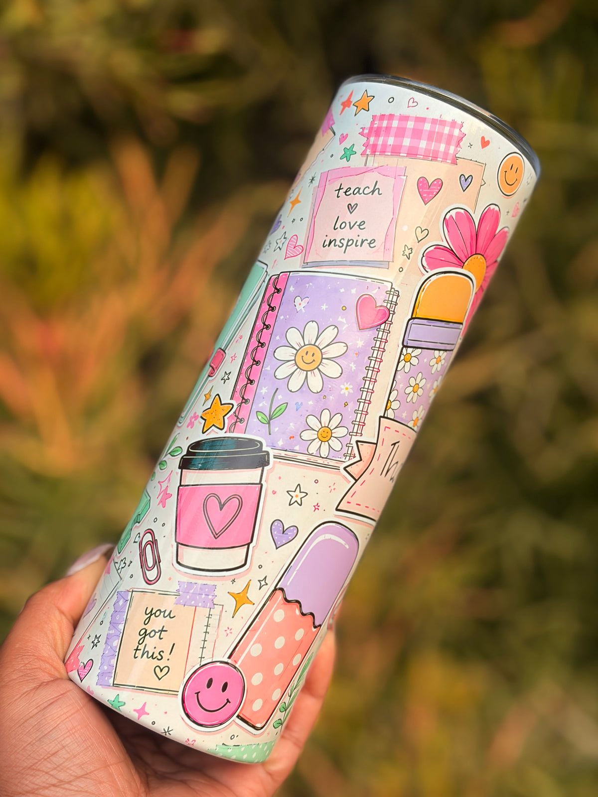 20oz Skinny Tumbler -  Teacher Pencil Design