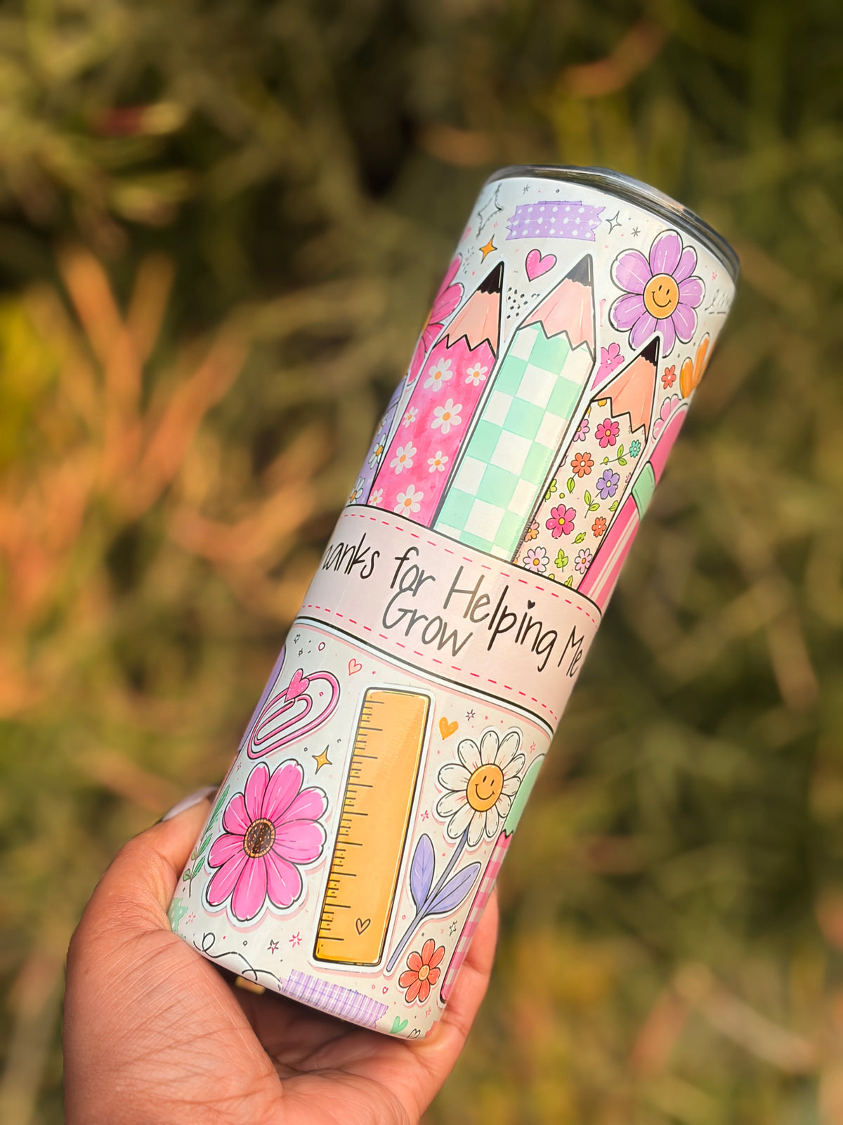 20oz Skinny Tumbler -  Teacher Pencil Design