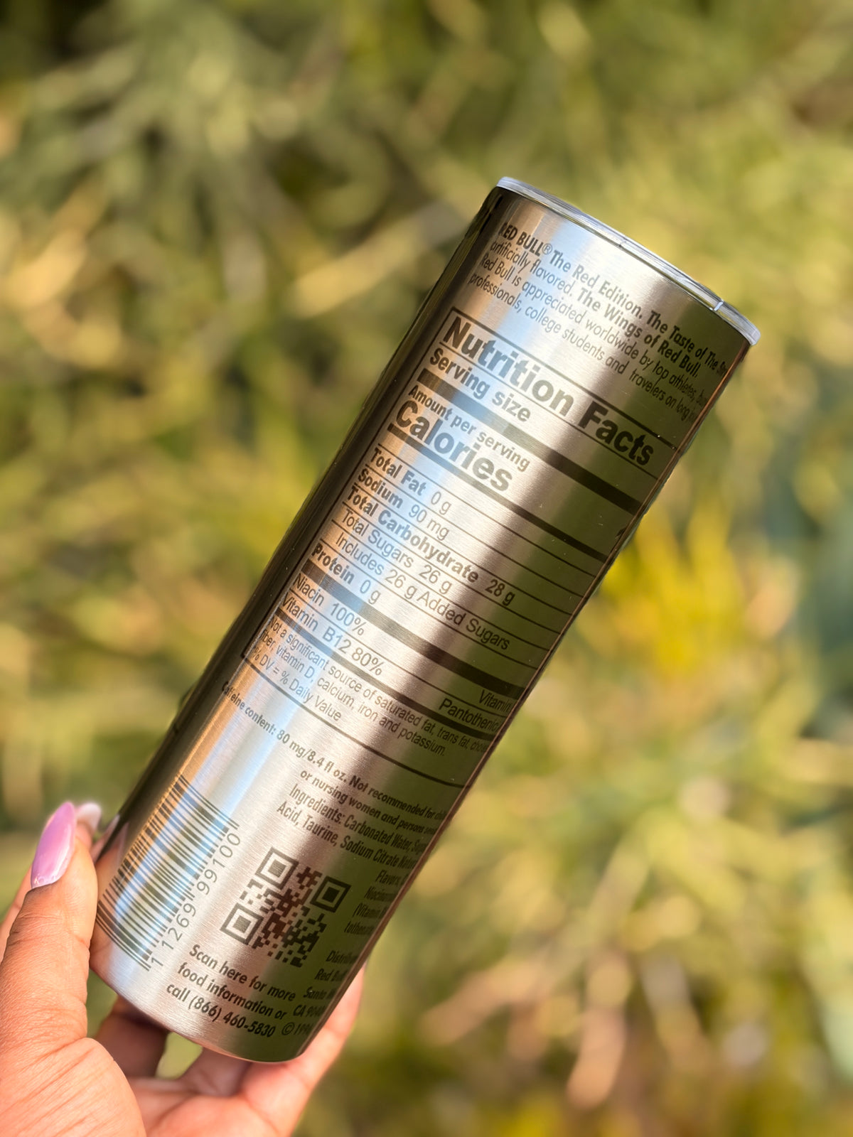 20oz Silver Skinny Tumbler - Red Bull - The Struggles