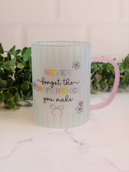 Blue Stripped Glass Mug Set - Never Forget the Difference You Make