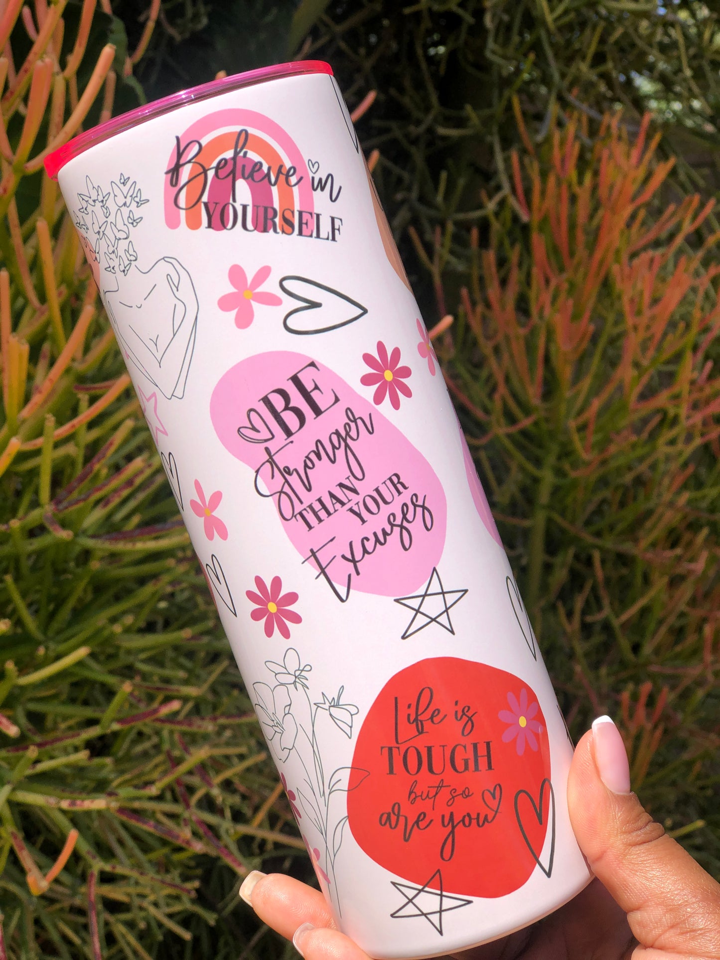 20oz Skinny Tumbler - Positive Affirmations Neutral