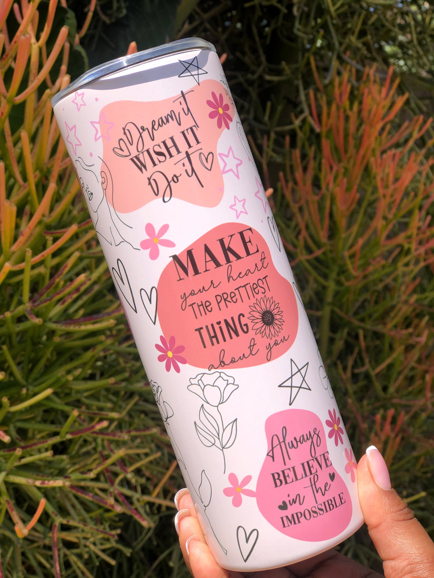 20oz Skinny Tumbler - Positive Affirmations Neutral