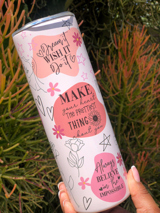 20oz Skinny Tumbler - Positive Affirmations Neutral