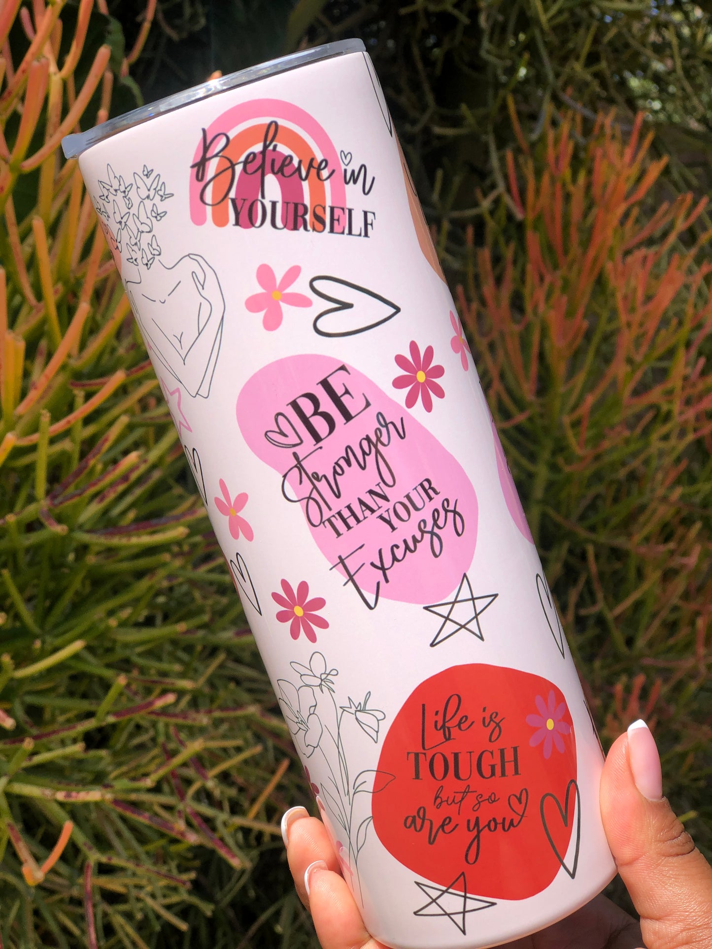 20oz Skinny Tumbler - Positive Affirmations Neutral