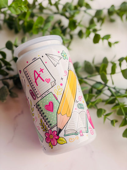 16oz Stainless Steel Tumbler - Teacher Doodles
