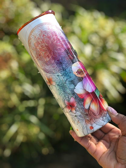 20oz Skinny Tumbler -  Flower Florals