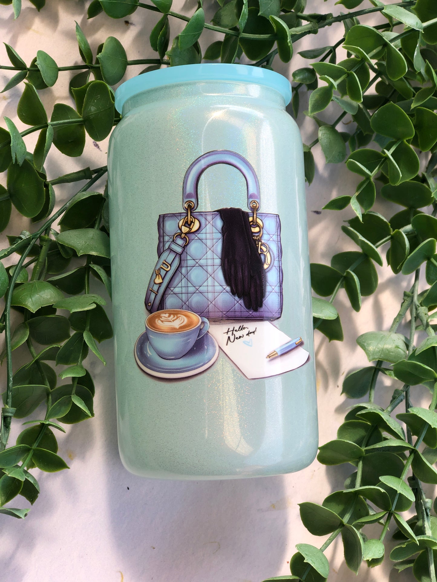 Shimmer Glass Can - New Day Blue Bag