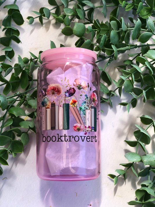 Glass Can - Booktrovert_Floral