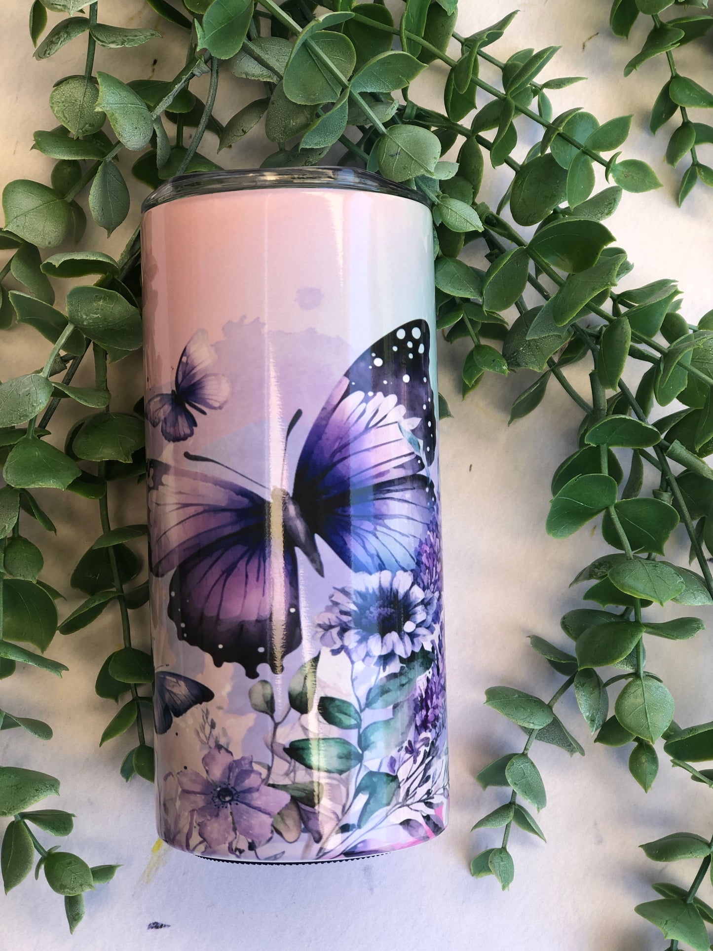 15oz Skinny Tumbler - Pastel Butterflies