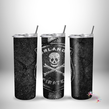 20oz Silver Skinny Tumbler - Orlando Pirates (Rugged)